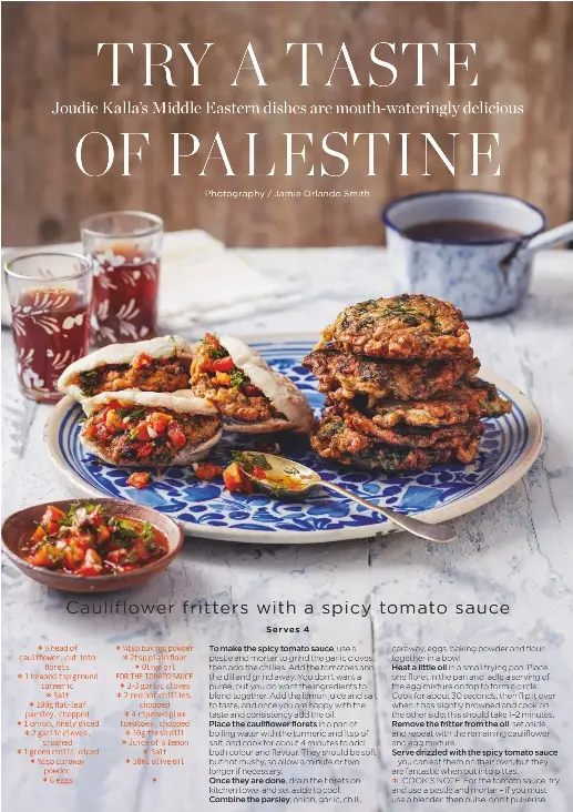 Pressreader Living Etc 2019 04 01 Cauliflower Fritters With A Spicy Tomato Sauce