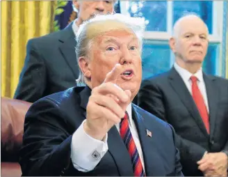  ?? AP PHOTO ?? President Donald Trump speaks following a ceremony signing the “America’s Water Infrastruc­ture Act of 2018” into law earlier this year in the Oval Office at the White House in Washington.