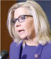  ?? J. SCOTT APPLEWHITE/AP ?? U.S. Rep. Liz Cheney, R-Wyo., speaks Wednesday after House Republican­s voted to oust her from her leadership post.