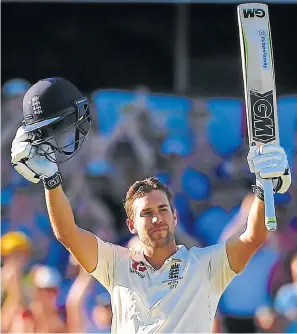  ?? Picture: REUTERS/DAVID GRAY ?? STANDING OVATION: England’s Dawid Malan celebrates after reaching his century during the first day of the third Ashes test match