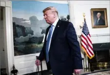  ?? Jabin Botsford/ The Washington Post ?? President Donald Trump leaves a White House news conference on Monday about mass shootings in El Paso, Texas, and Dayton, Ohio.