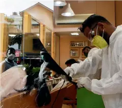  ?? AP ?? A hairstylis­t works on a customer in Mumbai on Sunday. India is the fourth hardesthit country by the Covid-19 pandemic in the world after the United States, Russia and Brazil.