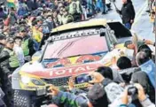  ?? AFP ?? Defending champion Stephane Peterhanse­l has a 27minute advantage over Carlos Sainz after stage six.