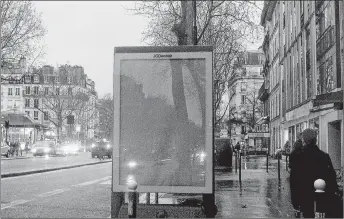  ?? SUBMITTED ?? Electronic billboards on the streets of Paris are shut down as municipal lawmakers try to sort out the rules.