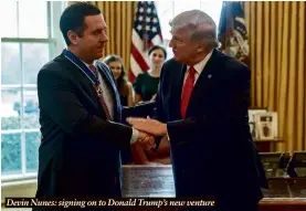  ?? ?? Devin Nunes: signing on to Donald Trump’s new venture