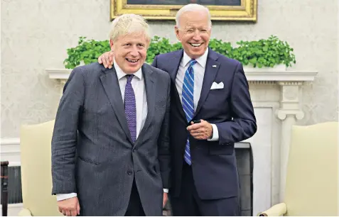  ?? ?? Looking like best friends: Boris Johnson and Joe Biden last week. The president is not signing a UK trade deal for the most basic reason: he is not signing trade deals with anyone