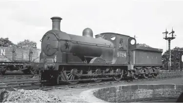  ?? A N H Glover/Kiddermins­ter Railway Museum ?? On hand at Hexham shed on 10 August 1939 is LNER ‘J36’ class 0-6-0 No 9724. This ex-North British Railway locomotive was Hexham-based throughout the LNER era and until transfer to Glasgow’s Parkhead shed on 11 March 1951. Its allocation to former North Eastern Railway haunts was surely related to the Border Counties goods operation. This Holmes ‘717’ series Standard Goods was new as NBR No 724 in July 1897, and after September 1948 it ran as British Railways No 65295 until withdrawn in April 1961. Hexham engine shed was on the down side of the Newcastle & Carlisle line at the east end of the station, signals on the main line being just in view in the background, while the edge of the turntable pit is in the foreground.