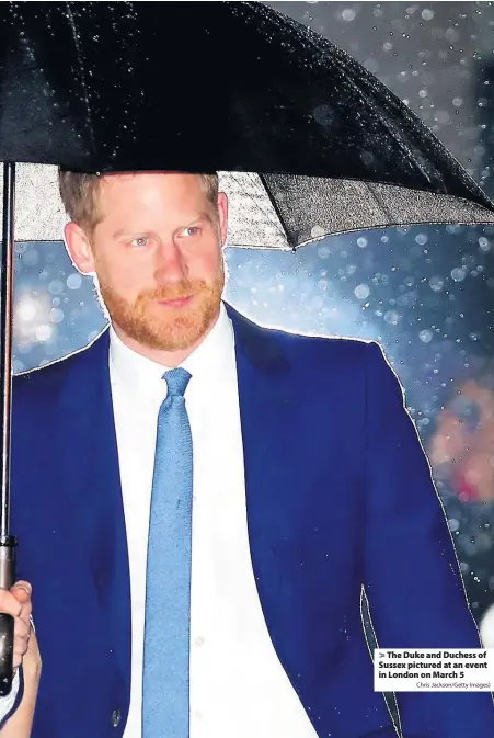  ?? Chris Jackson/Getty Images) ?? > The Duke and Duchess of Sussex pictured at an event in London on March 5