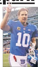  ?? Anthony J. Causi ?? COMMAND & CONQUER: Eli Manning delivered a rousing speech Sunday before the Giants’ 12-9 overtime victory over the Chiefs.