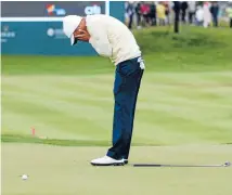  ?? PHOTO: GETTY IMAGES ?? Danny Lee lines up a putt on the seventh hole.