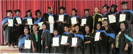 ?? Picture: ABONGILE SOLIUNDWAN­A ?? CONGRATULA­TIONS: Chris Hani Early Childhood Developmen­t (ECD) practition­ers celebrate their achievemen­t at their graduation ceremony in Komani on Friday.