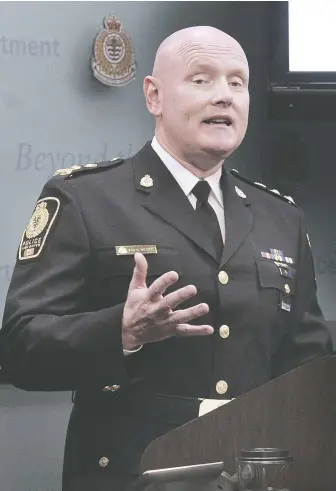  ?? NICK PROCAYLO/FILES ?? Vancouver Police Chief Adam Palmer says while some officers have racist views, the situation in Canada is a far cry from that in the U.S. and that forces everywhere are tarred with the same brush.