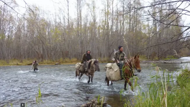  ??  ?? 1 1. Dans de rares régions de la péninsule du Kamtchatka, on peut se déplacer à cheval mais c’est plus souvent le cas au Yukon au Canada. Dans les deux parties du monde, il faut chasser en cuissardes pour traverser les rivières et les marécages.