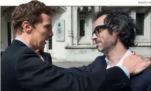  ?? PHOTO: PA ?? James Rhodes (main picture); and (above) with Benedict Cumberbatc­h outside the Supreme Court