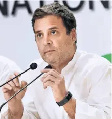  ??  ?? CONGRESS PRESIDENT Rahul Gandhi addressing a news conference on May 19 after B.S. Yeddyurapp­a’s resignatio­n, in New Delhi.