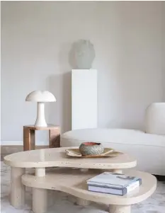 ??  ?? Travertine coffee tables designed by Brewin Collection, for the living room