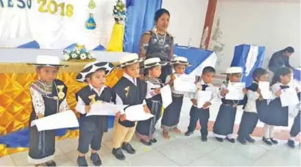  ??  ?? LOGRO. Niños del pueblo Saraguro muestran sus certificad­os de egresamien­to.