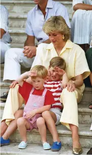  ??  ?? The royal family regularly took family holidays in Majorca, and Diana and the boys are seen here at Marivent Palace as guests of the Spanish royal family