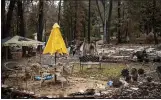  ?? NOAH BERGER — THE ASSOCIATED PRESS FILE ?? Following the Camp Fire, a patio umbrella stands among the wreckage of a Magalia home.