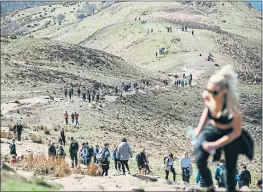  ??  ?? Crowds never walk alone on Conic Hill, Loch Lomond, yesterday