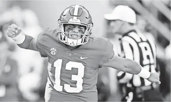  ?? JOHN DAVID MERCER/USA TODAY SPORTS ?? Alabama’s Tua Tagovailoa has thrown 37 TD passes this season and three in last season’s CFP title game.