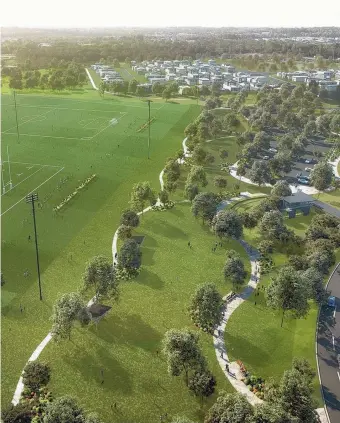  ??  ?? Constructi­on has kicked off on an $8.5 million parkland at Gainsborou­gh Greens in Pimpama.