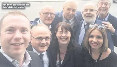  ??  ?? Jon Snow poses with Sinn Fein’s MPs in London
