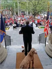  ?? SUBMITTED PHOTO — ANDY DINNIMAN ?? Henry patiently waits for then-state Sen. Andy Dinniman to finish up, at the Historic Courthouse in West Chester.