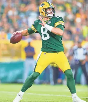  ?? JEFF HANISCH-USA TODAY SPORTS ?? The strong arm of rookie quarterbac­k Tim Boyle gives him a chance to land a backup quarterbac­k spot on the Packers’ roster.