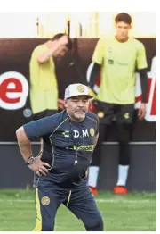  ??  ?? Let’s move it: Diego Maradona attending his first training session as coach of Dorados in Culiacan, in the Mexican state of Sinaloa, on Monday. — Reuters