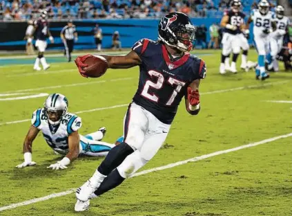  ?? Brett Coomer / Houston Chronicle ?? Rookie running back D’Onta Foreman is expected to add a more physical dimension to the Texans’ rushing attack.