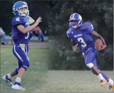  ?? Terrance Armstard/News-Times ?? Union County rivals clash: Parkers Chapel quarterbac­k Caleb Jacobs (left) and Strong's X-Zavier McHenry (right) will be prominent players to watch, as Strong hosts Parkers Chapel tonight in an 8-2A showdown that will very likely determine the postseason fate for both schools. Game time is set for 7 p.m.