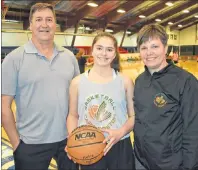  ?? T.J. COLELLO/CAPE BRETON POST ?? Basketball Cape Breton will play host to teams from across the province this weekend for the sixth annual Cape Breton Classic. From left are BCB Capers U14 girls team assistant coach Rob Clemens, post player Katie Clemens, and head coach Leslie Timmons.