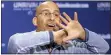  ?? JOE HERMITT – FOR THE ASSOCIATED PRESS ?? Penn State coach James Franklin seemed blinded by the zeroes in his new contract during a press conference Feb. 5 at the school.