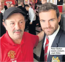  ??  ?? Peter Bolton meets United’s Juan Mata