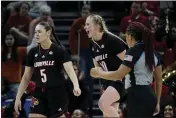  ?? ERIC GAY — THE ASSOCIATED PRESS ?? Louisville guard Hailey Van Lith (10) celebrates a score against Texas during the second half of a second-round game in the NCAA Tournament in Austin, Texas on Monday.