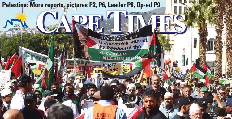  ?? Picture: Phando Jikelo/African News Agency (ANA) ?? TAKING A STAND: Thousands of people marched to Parliament in solidarity with the Palestinia­n struggle against “Israeli apartheid”.