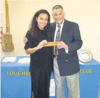  ??  ?? The photo shows Donna Hunt being awarded the golden gavel by James Davies at Loughborou­gh Speakers’ Club.