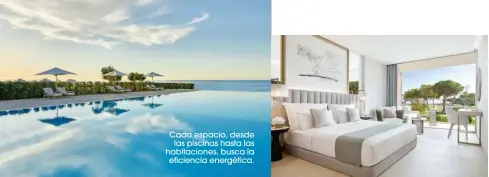  ??  ?? Cada espacio, desde las piscinas hasta las habitacion­es, busca la eficiencia energética.