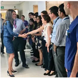  ??  ?? Thank you: The Duchess of Cambridge meets medical staff