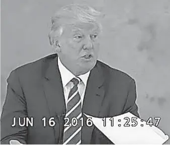  ?? CBS NEWS VIA AP ?? Donald Trump gives testimony during a videotaped deposition in June in Washington, D. C.