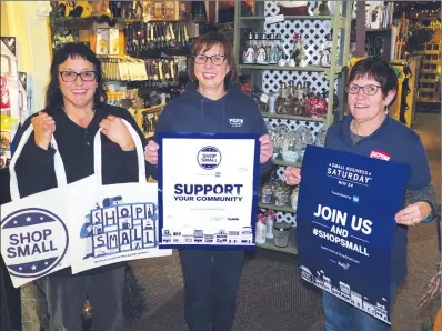  ?? Photo by Joseph B. Nadeau ?? Members of the Pepin family, from left, Jeanne Budnick, Louise Sutherland and Elise Houle, are already getting ready to host Small Business Saturday shoppers at Pepin Lumber, 830 Cumberland Hill Road, on Saturday, Nov. 24, as will many other independen­t small businesses in the area.