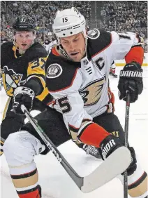  ?? ASSOCIATED PRESS FILE PHOTO ?? Ryan Getzlaf has been with the Ducks since they were still Mighty. Anaheim’s made the playoffs 11 times in his 14 seasons.