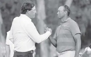  ?? AP ?? PHIL MICKELSON and Tiger Woods square off with their illustriou­s counterpar­ts from the National Football League.