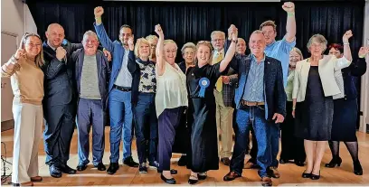  ?? ?? Conservati­ves celebratin­g Labour losing control of Hyndburn council