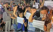  ?? (AFP) ?? Staff stage a protest in support of ABS-CBN in Manila on Monday