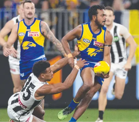  ?? Picture: TONY MCDDONOUGH/AAP ?? Willie Rioli is looking forward to today’s game against Melbourne
