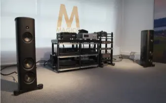  ??  ?? Magico’s M2s were launched in 2018 but sounded great driven by MSB’s top Select DAC and Soulutions finest amplificat­ion. The M2 is notable for its carbon-fibre cabinet and diamond-coated beryllium tweeter.