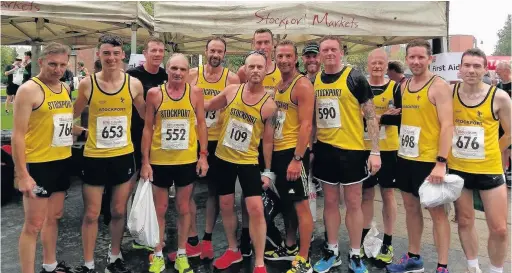  ??  ?? ●●Some of the Stockport Harriers who took part in the Stockport 10km