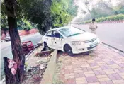  ??  ?? The car involved in the accident at the spot in West Delhi’s Rajouri Garden, the accused car driver Devesh (right) has been arrested by the police